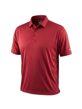 MENS COLUMBIA GOLF POLO SHIRT SHORT SLEEVE red Stripe mt39